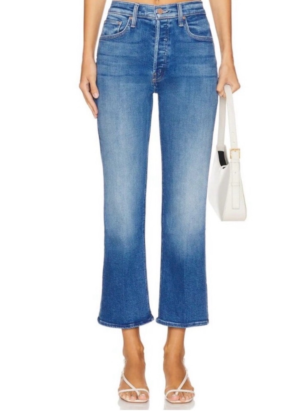 Mother The Tripper Ankle Jeans 27 High Rise Crop Flare Work Hard Play Hard Wash